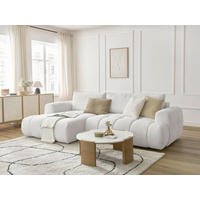 ECKSCHLAFSOFA FUJI Bouclé Weiß  inkl.  - Schwarz/Weiß, MODERN, Kunststoff/Textil (292/160cm)