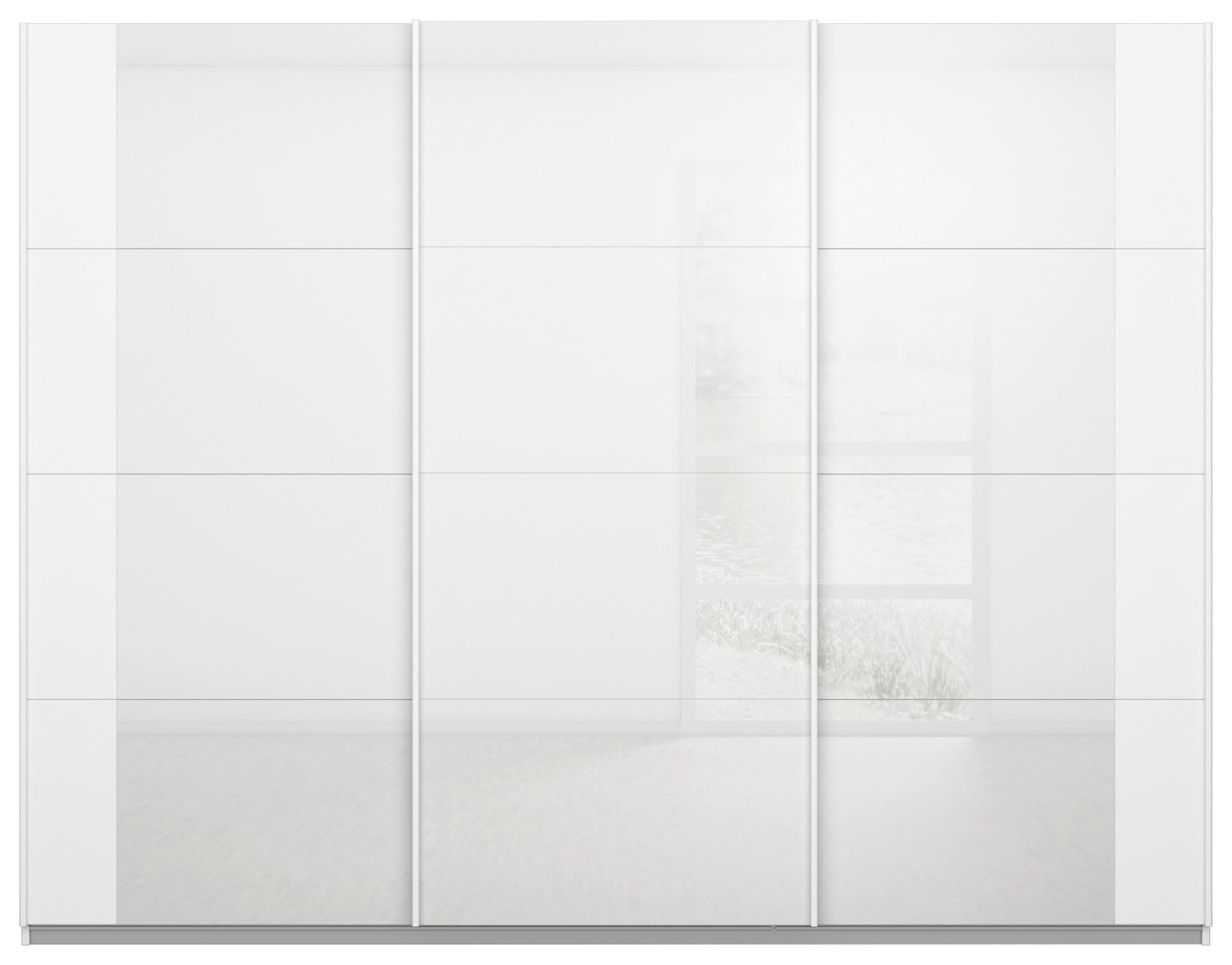 SCHWEBETÜRENSCHRANK 271/210/62 cm 3-türig Weiß  - Weiß, MODERN, Glas/Holzwerkstoff (271/210/62cm) - Rauch Möbel
