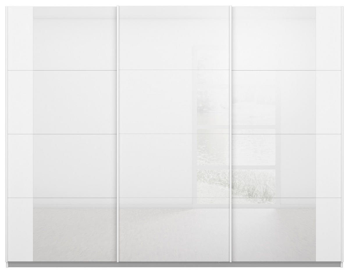 SCHWEBETÜRENSCHRANK in Weiss, Weiss Hochglanz  - Weiss Hochglanz/Weiss, Modern, Glas/Holzwerkstoff (271/210/62cm) - Rauch Möbel