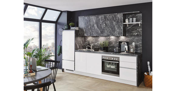 Einbauküche Florenz/Riga - Graphitfarben/Weiß, MODERN, Holzwerkstoff (288cm) - Vertico