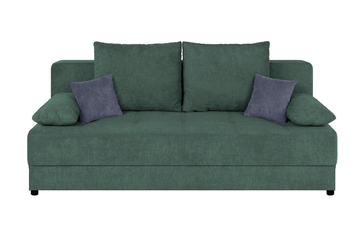 SCHLAFSOFA  mit Liegefunktion, Rücken echt Petrol  - Petrol/Schwarz, Design, Kunststoff/Textil (200/90/103cm) - P & B