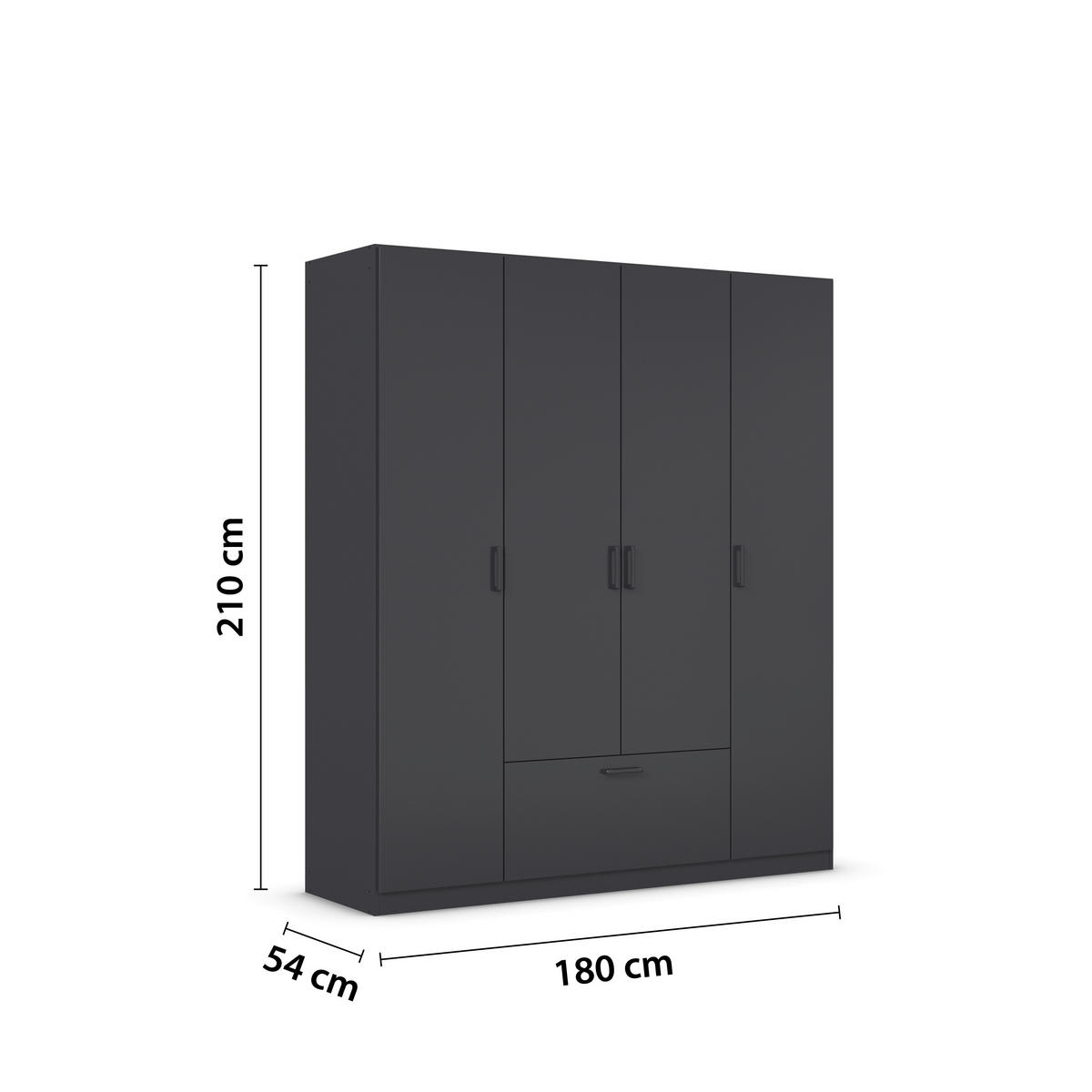 KLEIDERSCHRANK in Grau  - Grau, Basics, Holzwerkstoff/Metall (181/210/54cm) - Boxxx