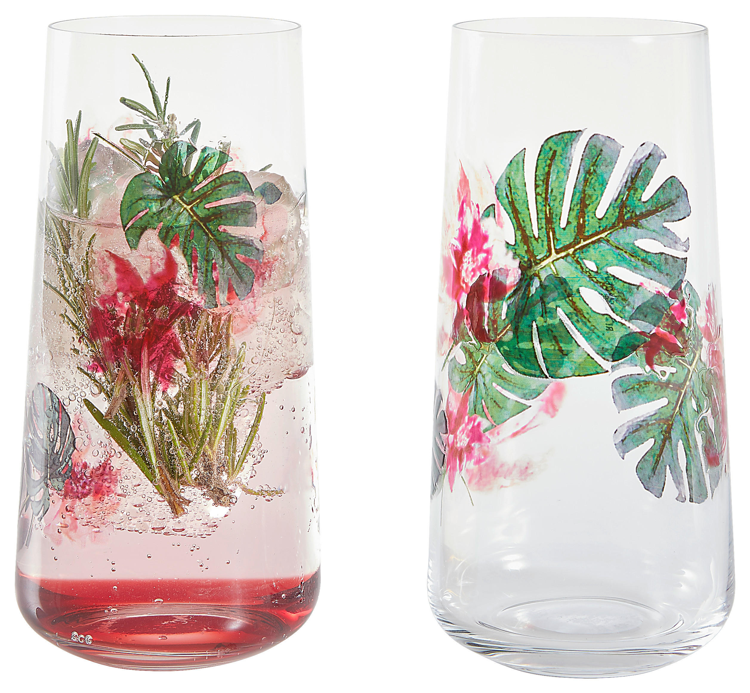 LONGDRINKGLAS 614 ml 2-teilig  - Rosa/Grün, LIFESTYLE, Glas (6,6/16,6cm) - Ritzenhoff