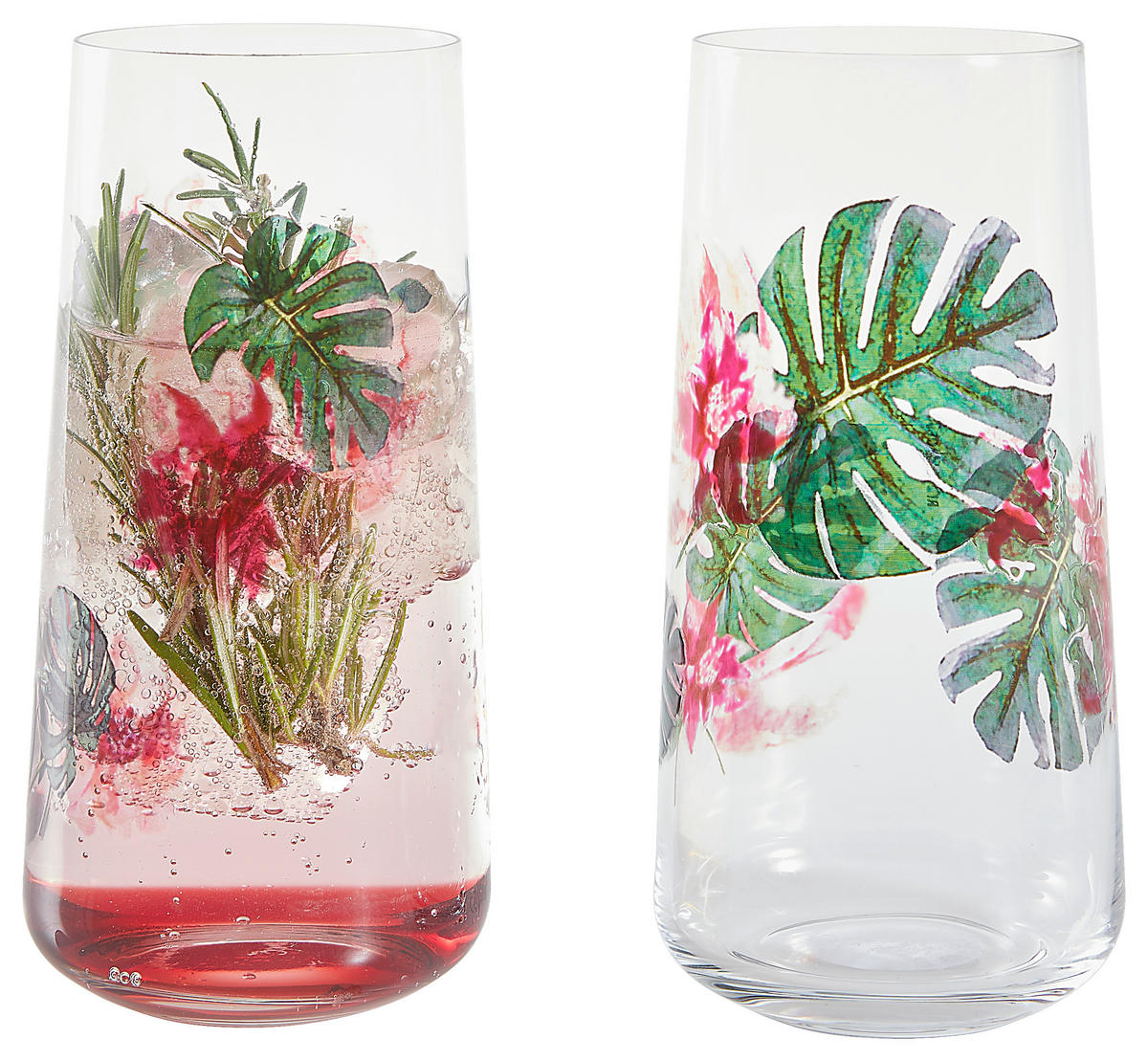 LONGDRINKGLAS Sommersonett 614 ml 2-teilig  - Rosa/Grün, LIFESTYLE, Glas (6,6/16,6cm) - Ritzenhoff