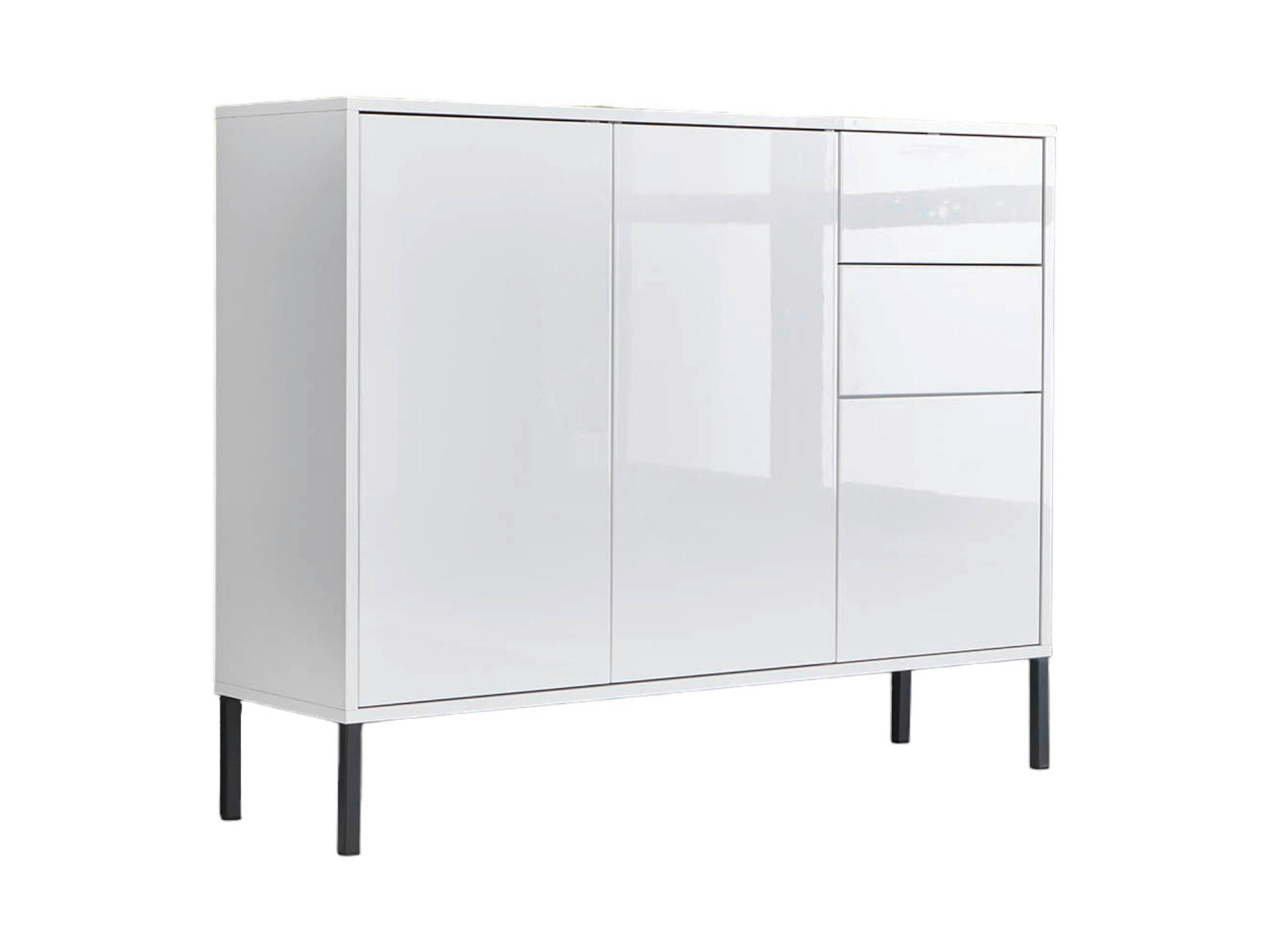 Mid.you Kommode Mailand Typ 10 + MF Weiß, Weiß Hochglanz 105.5x86x33 cm