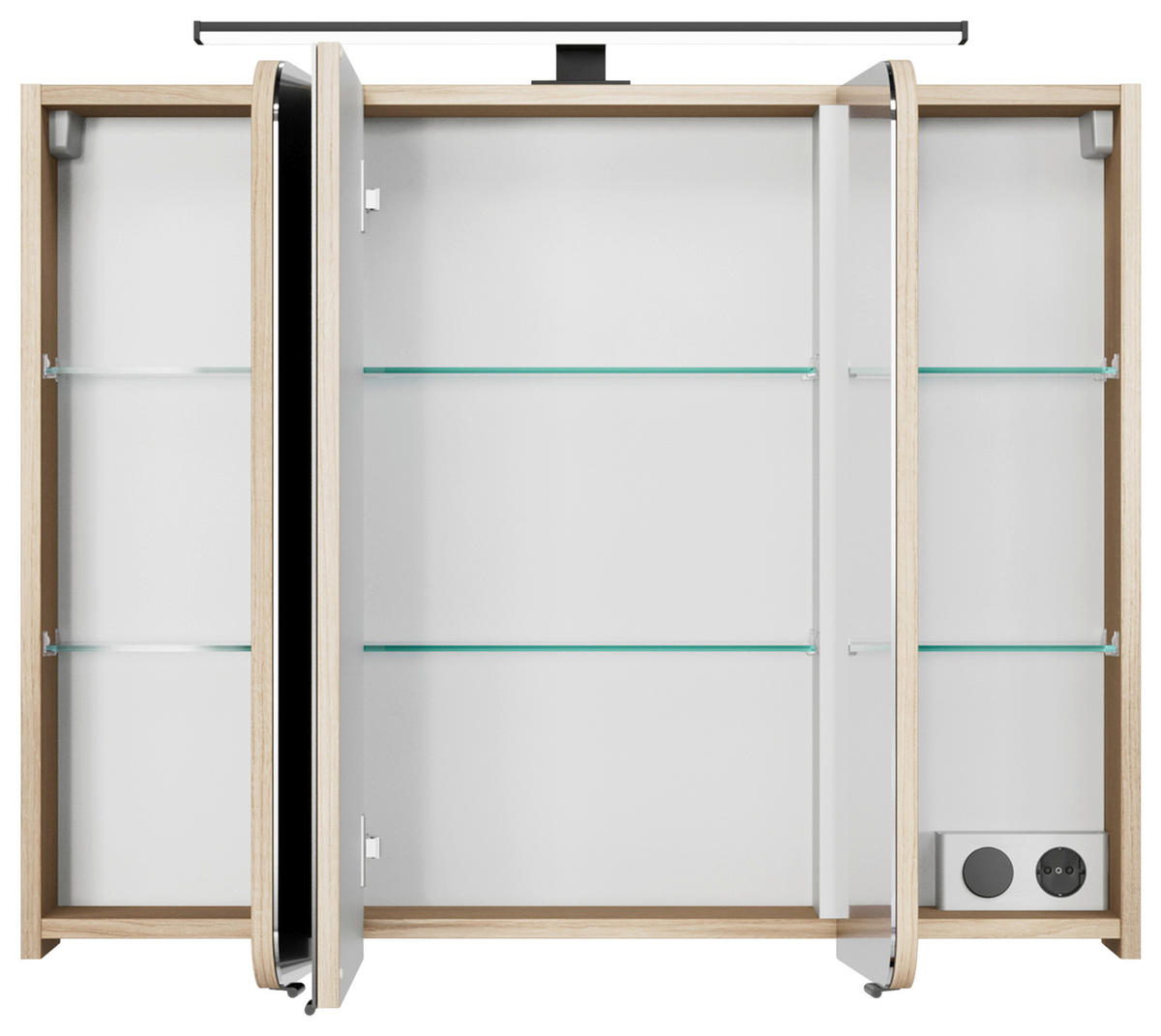 SPIEGELSCHRANK 100/70,3/17 cm  - Eichefarben/Schwarz, Design, Glas/Holzwerkstoff (100/70,3/17cm) - Sadena