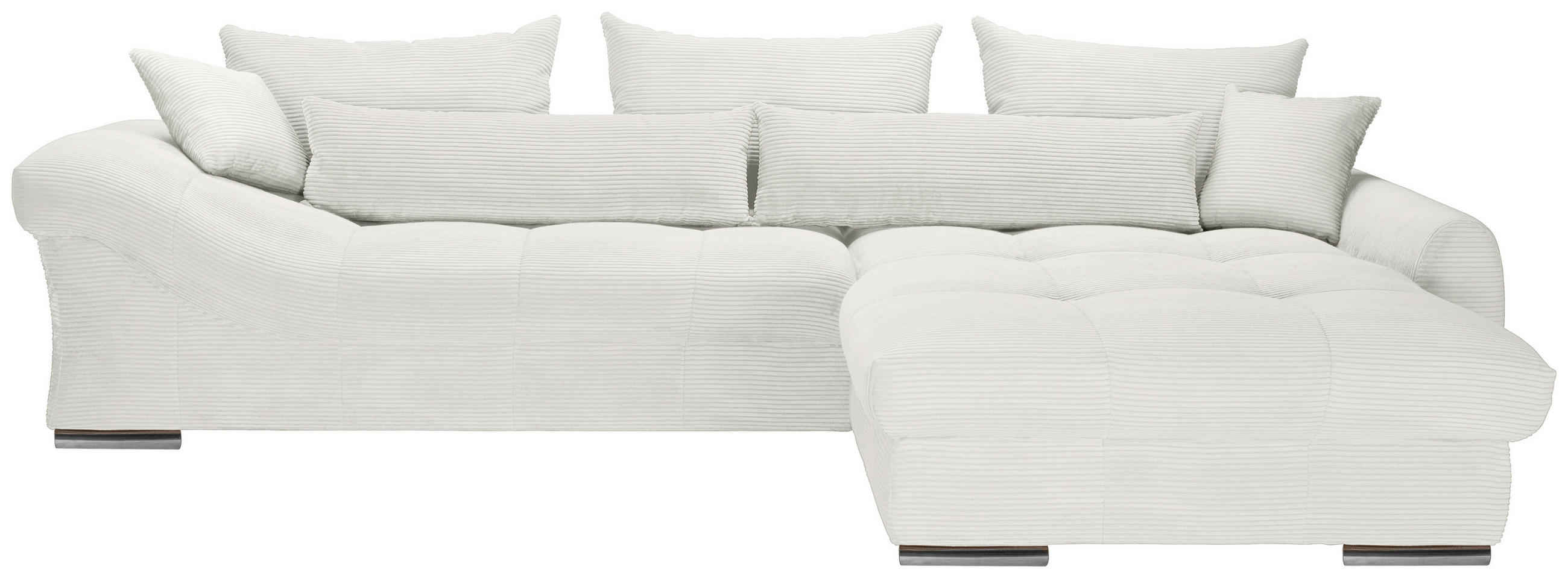 ECKSOFA Creme Cord  - Chromfarben/Creme, KONVENTIONELL, Textil/Metall (335/225cm) - Carryhome