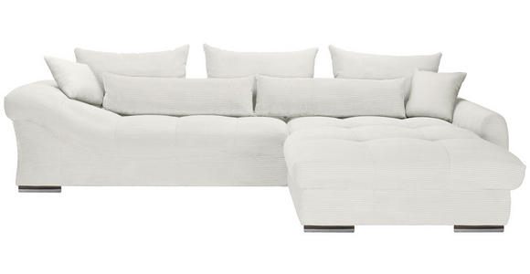 ECKSOFA Creme Cord  - Chromfarben/Creme, KONVENTIONELL, Textil/Metall (335/225cm) - Carryhome