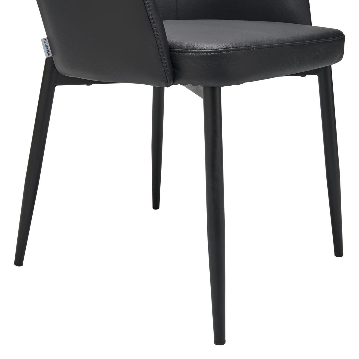 ARMLEHNSTUHL  in Stahl Echtleder pigmentiert  - Schwarz, Design, Leder/Metall (55/81.5/61cm) - Livetastic