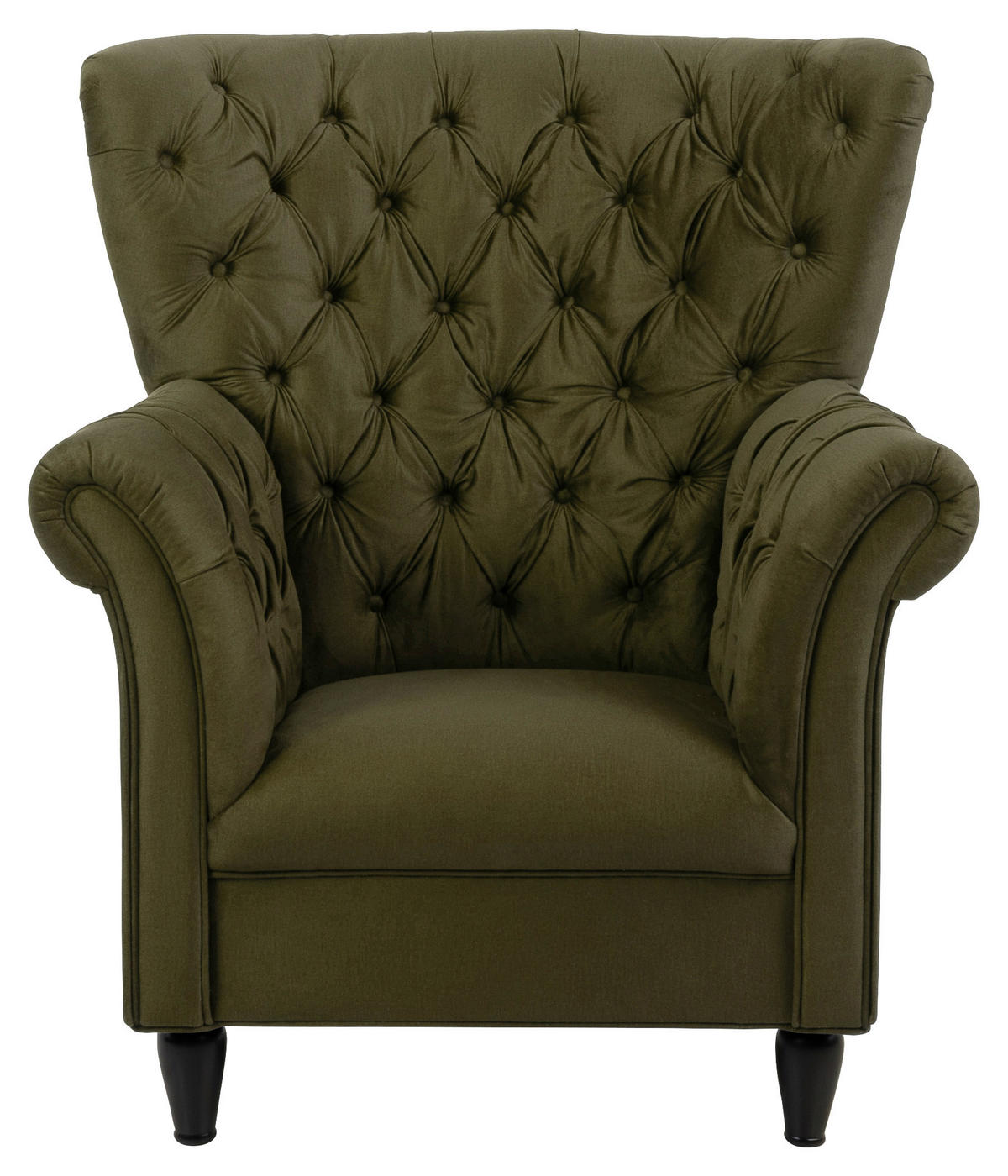 FÜLES FOTEL - olívazöld/fekete, Design, textil/fa (96/112/86cm) - MID.YOU