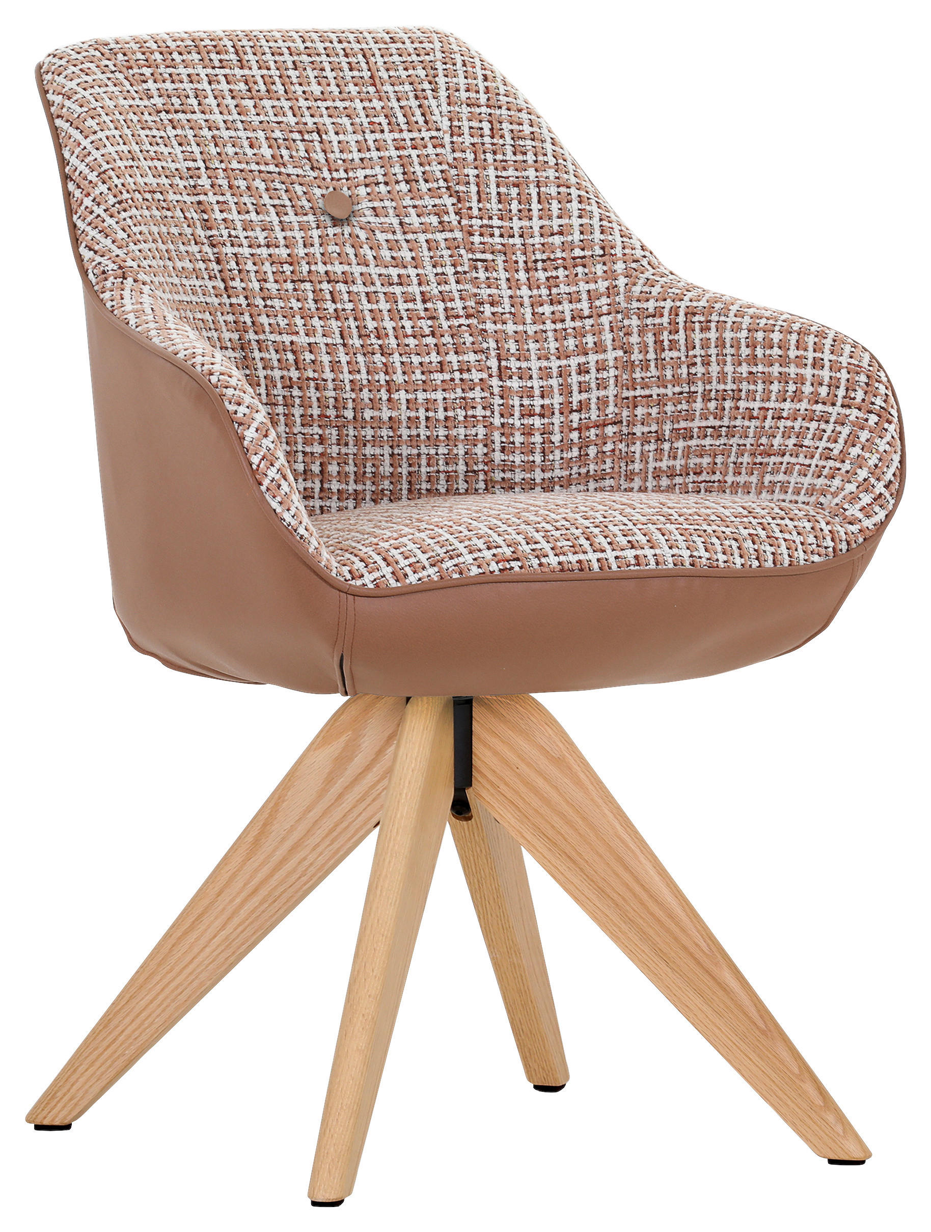 ARMLEHNSTUHL  in Chenille, Lederlook  - Eichefarben/Terracotta, MODERN, Holz/Textil (60/83/65cm) - Novel