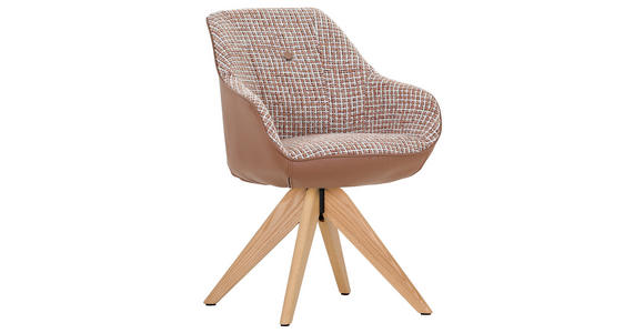 ARMLEHNSTUHL in Chenille, Lederlook - Eichefarben/Terracotta, MODERN, Holz/Textil (60/83/65cm) - Novel