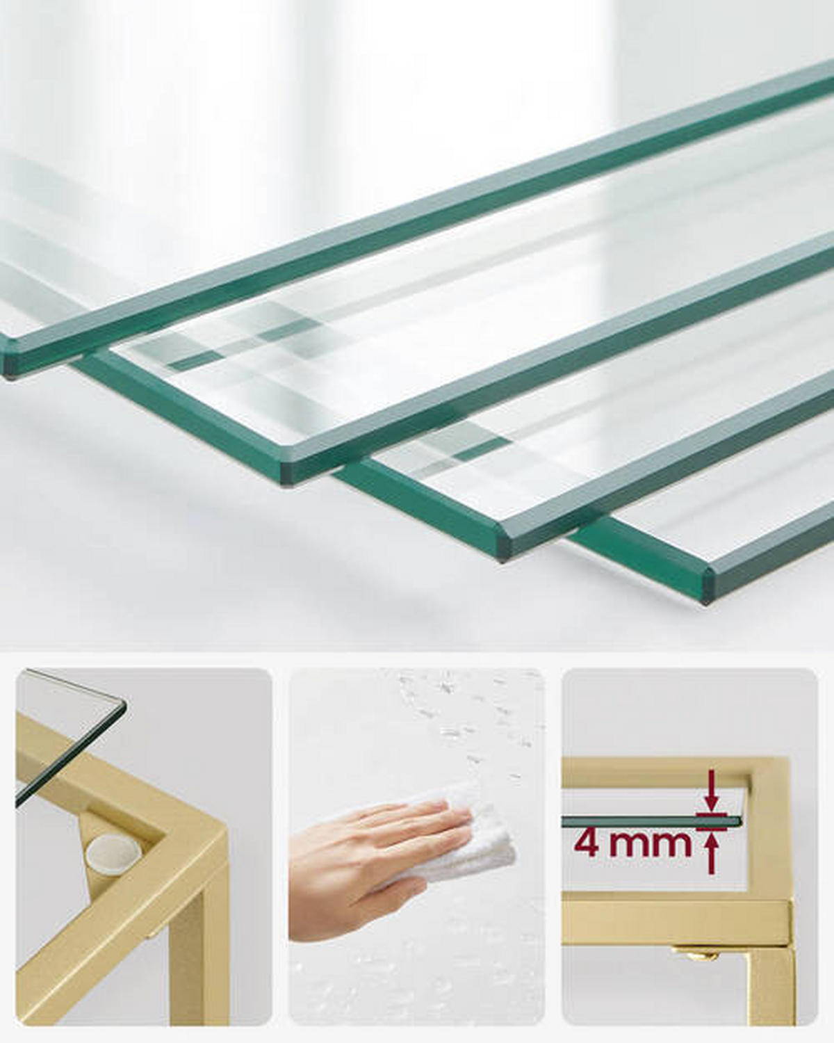 REGAL Goldfarben  - Goldfarben, Trend, Glas/Metall (40/124,5/30cm) - Boxxx