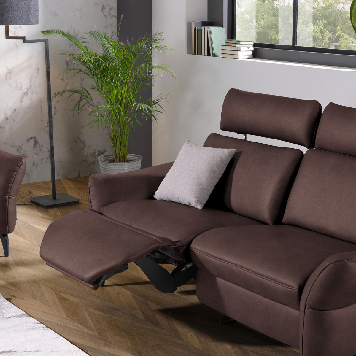 2-SITZER-SOFA in Leder Braun  - Anthrazit/Braun, Design, Leder/Metall (187/92/97cm) - Himolla Komfortklass