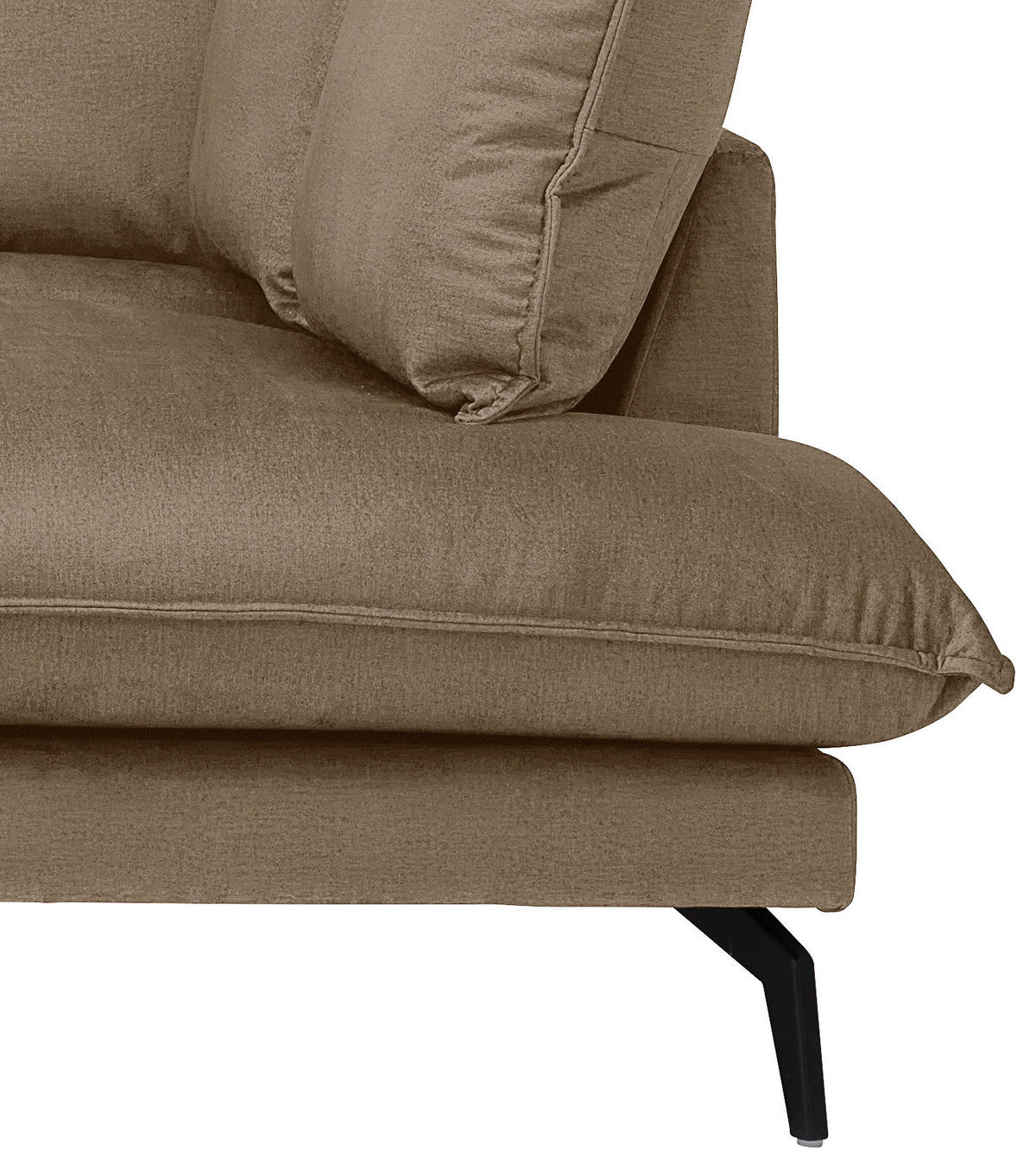ECKSOFA Hellbraun Samt  - Hellbraun/Schwarz, Design, Textil/Metall (241/200cm) - Carryhome