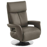 RELAXSESSEL in Leder Graubraun  - Edelstahlfarben/Graubraun, Design, Leder/Metall (78/112/85cm) - Cantus