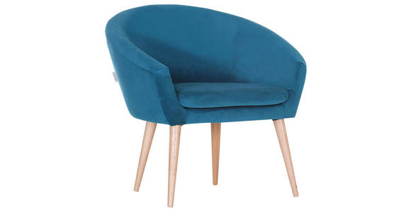 SESSEL in Flachgewebe Petrol - Petrol/Naturfarben, Design, Holz/Textil (73/73/66cm) - Carryhome