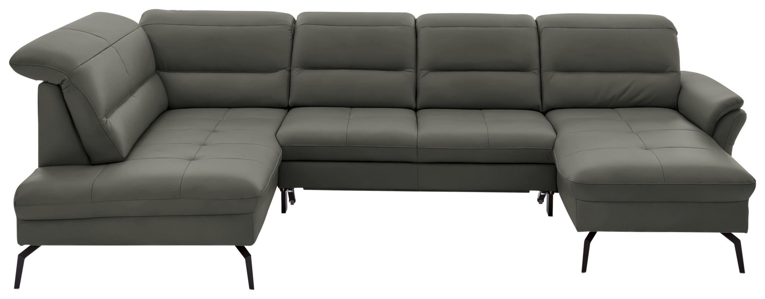 WOHNLANDSCHAFT in Echtleder Grau  - Schwarz/Grau, Design, Leder/Metall (206/336/181cm) - Beldomo Speed