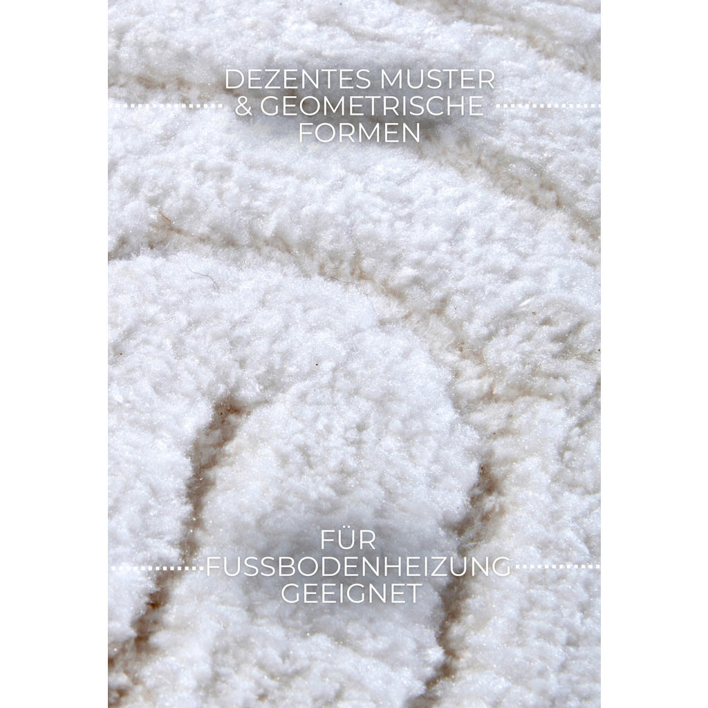 Thumbnail - Elle Decoration Hochflorteppich New York, Weiß, Textil, Wellen, rund, Oeko-Tex® Standard 100, für Fußbodenheizung geeign...