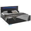 POLSTERBETT 180/200 cm,  in Schwarz, Beleuchtung,  - Silberfarben/Schwarz, Design, Kunststoff/Textil (180/200cm) - Boxxx