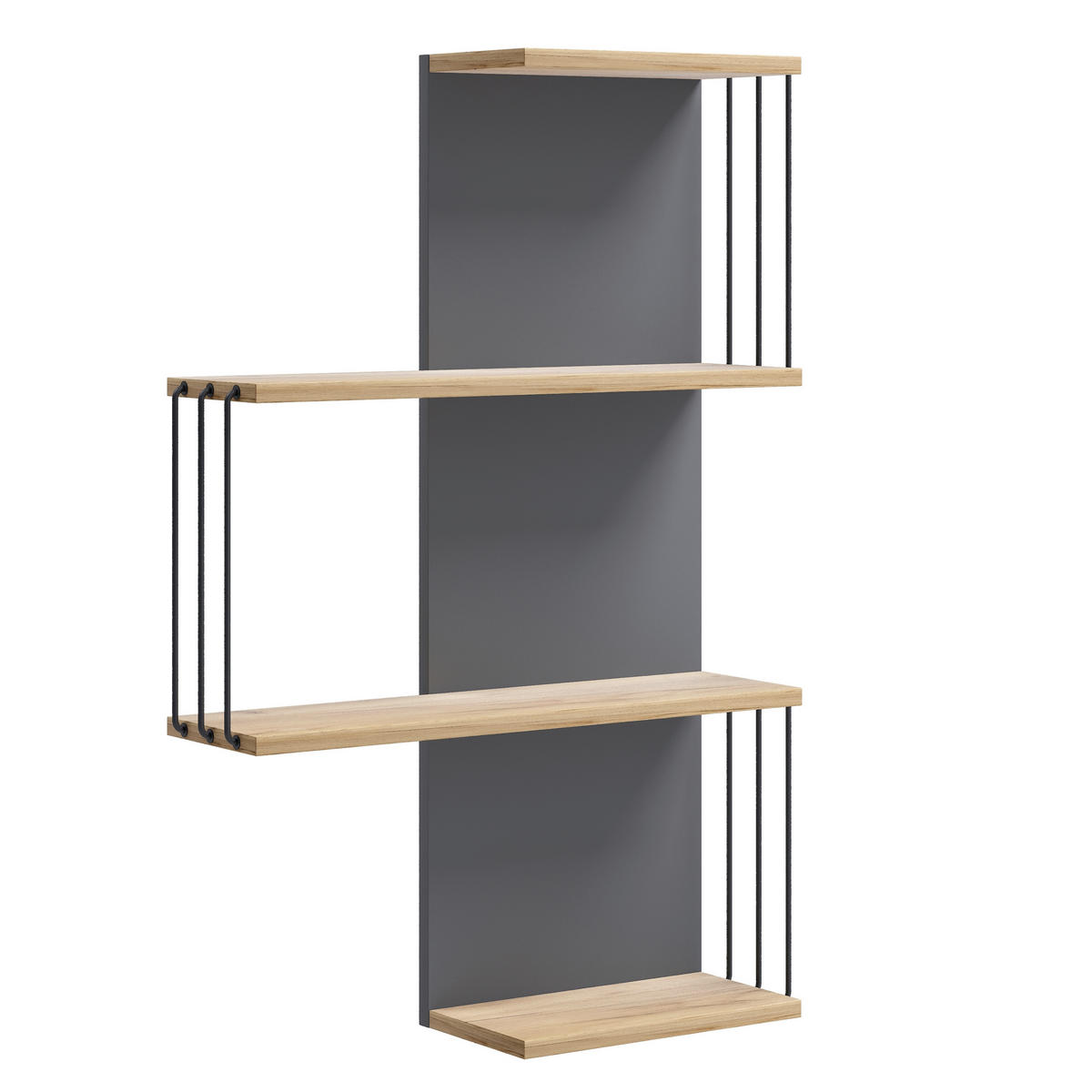 Poliță De Perete 68/98/19 cm, antracit, culoare lemn stejar  - culoare lemn stejar/antracit, Design, material pe bază de lemn (68/98/19cm) - Livetastic