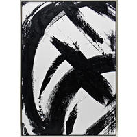 OLEJOMAĽBA, abstraktné, 70/100 cm  - čierna/biela, Trend, kompozitné drevo/textil (70/100cm) - Monee