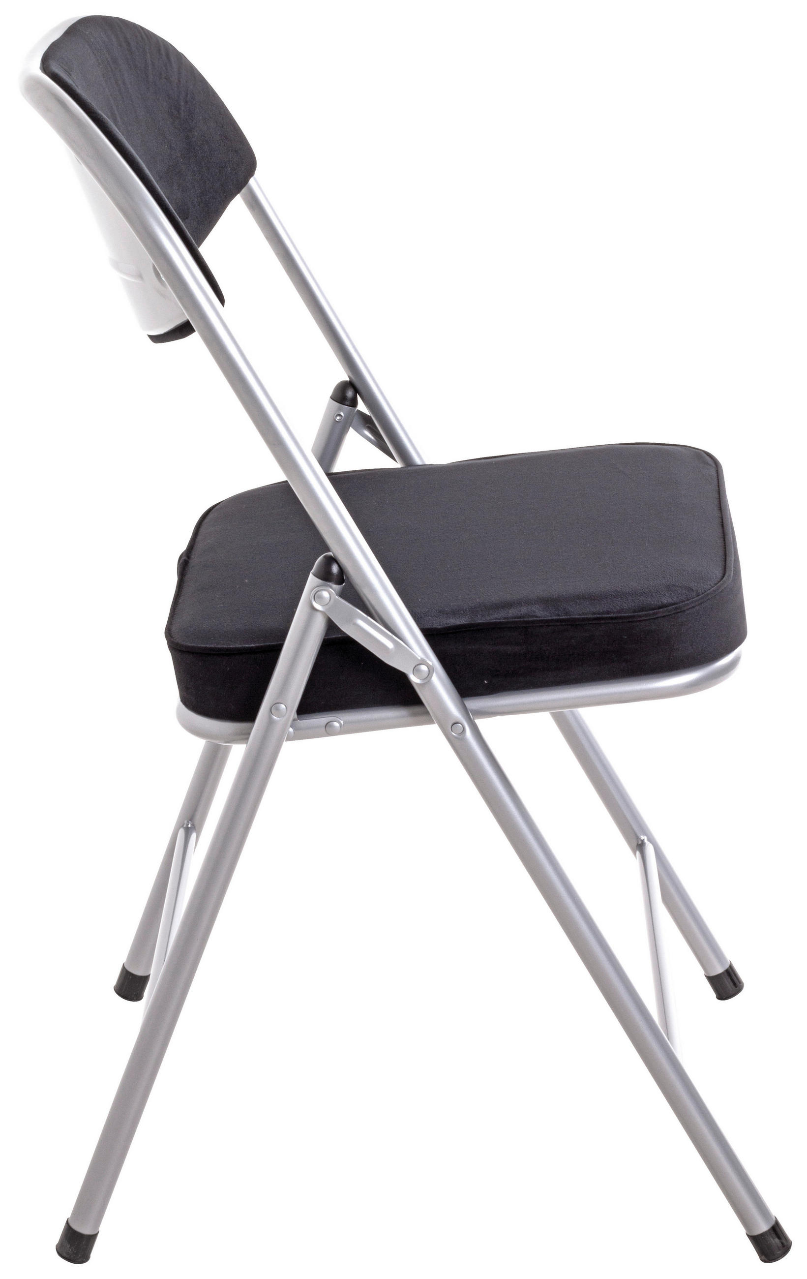 KLAPPSESSEL Samt Schwarz, Alufarben  - Schwarz/Alufarben, MODERN, Textil/Metall (47/79/53cm)