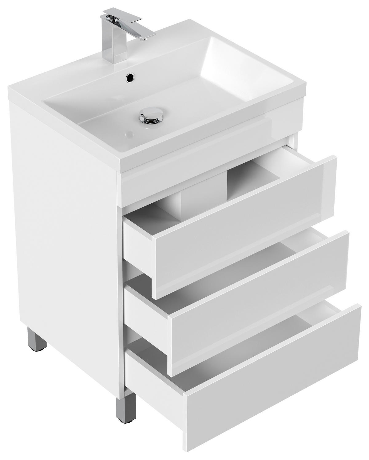 WASCHTISCHKOMBI 70 cm  - Weiß Hochglanz/Weiß, Basics, Holzwerkstoff/Stein (70cm) - MID.YOU