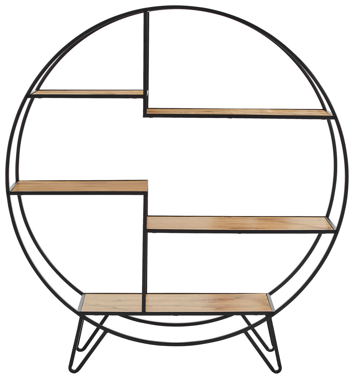 REGAL 120/130/32 cm črna, barve hrasta  - črna/barve hrasta, Trend, kovina/leseni material (120/130/32cm) - Livetastic