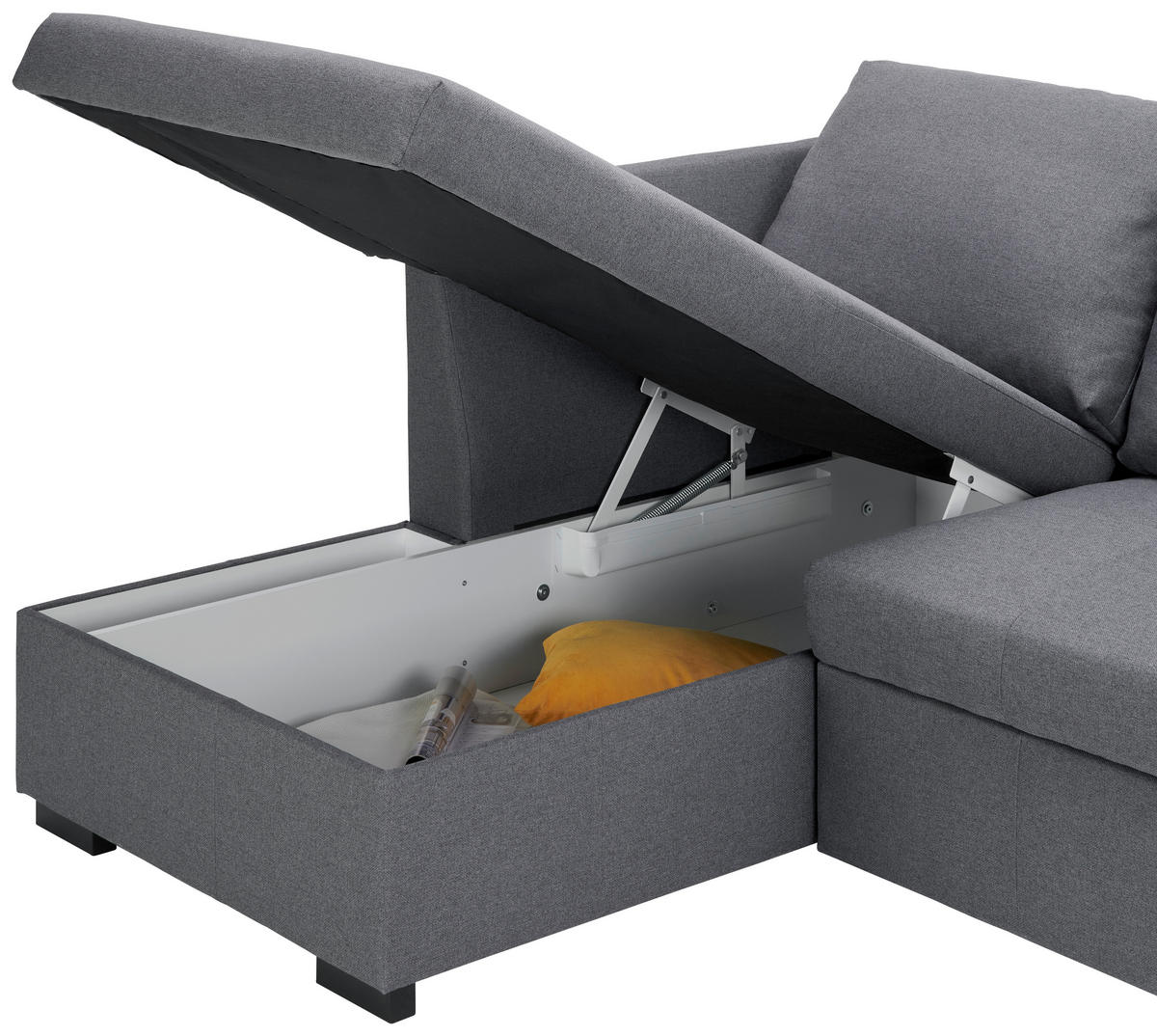 ECKSOFA in Webstoff Grau  - Schwarz/Grau, Design, Kunststoff/Textil (238/158cm) - Livetastic