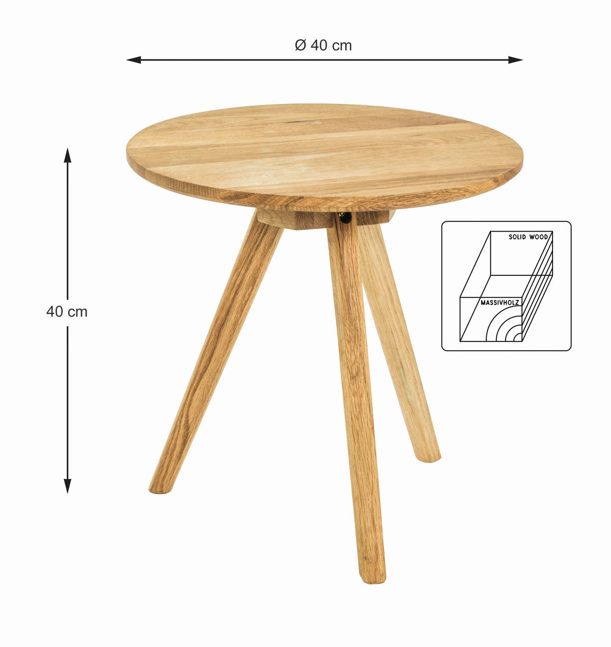 BEISTELLTISCH in Holz 40/40/40 cm  - Eichefarben, Natur, Holz (40/40/40cm)