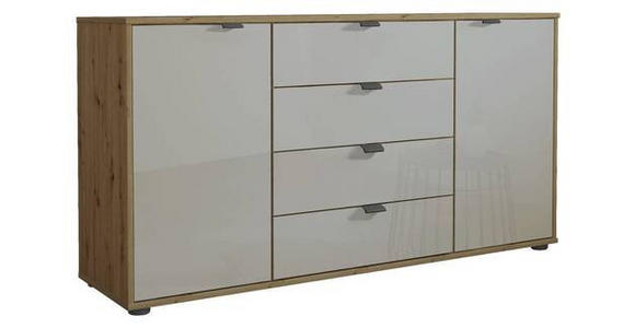 SIDEBOARD Eiche Bianco, Champagner  - Schieferfarben/Eiche Bianco, KONVENTIONELL, Glas/Holzwerkstoff (140/70/43cm) - Dieter Knoll