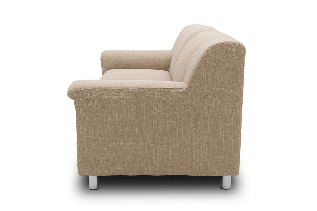 3-SITZER-SOFA Webstoff Beige  - Chromfarben/Beige, KONVENTIONELL, Textil/Metall (190/72/80cm) - MID.YOU