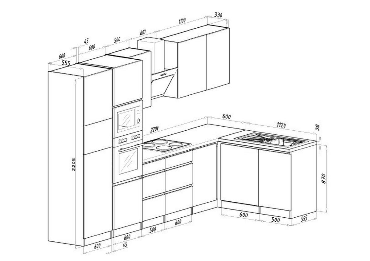HÖRNKÖK 345/172 cm  i vit  - vit/grå, Modern, trämaterial (345/172cm) - Respekta