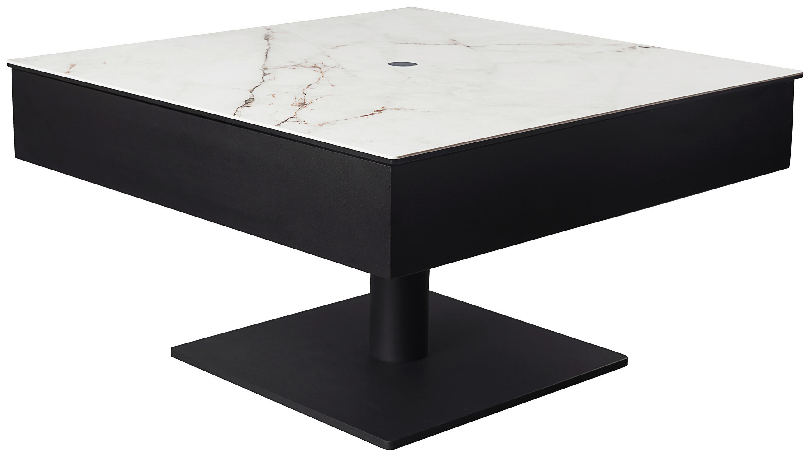 COUCHTISCH ESG 75/75/42-57 cm quadratisch Schwarz, Weiß  - Schwarz/Weiß, Basics, Glas/Keramik (75/75/42-57cm) - Dieter Knoll