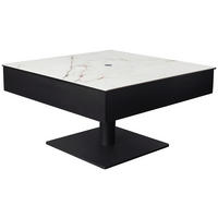 COUCHTISCH ESG 75/75/42-57 cm quadratisch Schwarz, Weiß  - Schwarz/Weiß, Basics, Glas/Keramik (75/75/42-57cm) - Dieter Knoll