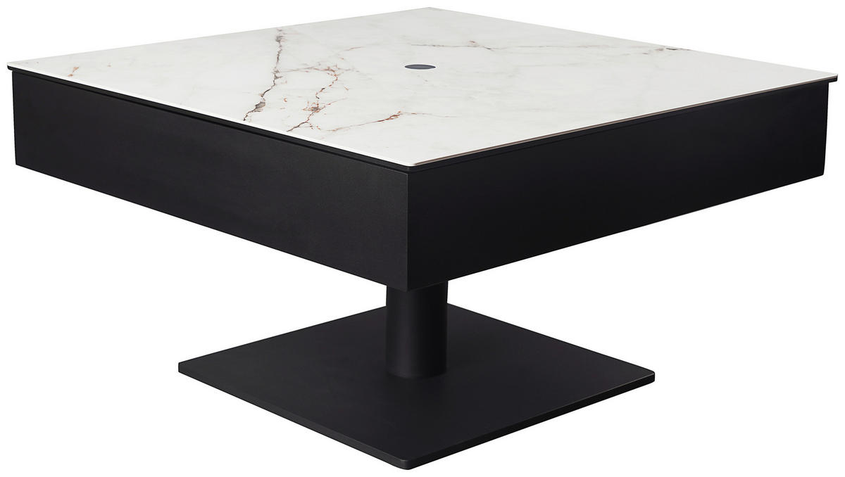 COUCHTISCH ESG 75/75/42-57 cm quadratisch Schwarz, Weiß  - Schwarz/Weiß, Basics, Glas/Keramik (75/75/42-57cm) - Dieter Knoll