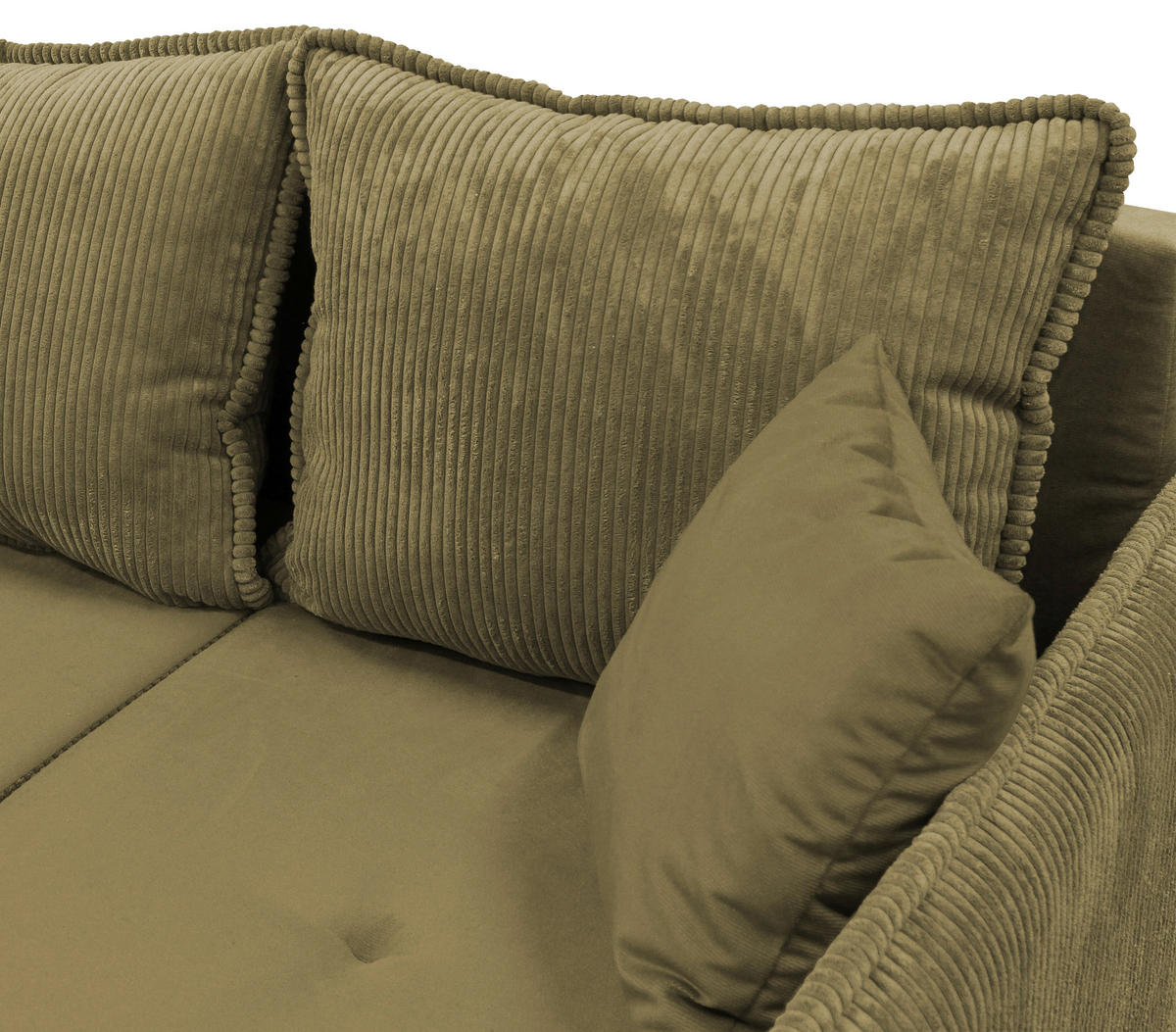 ECKSOFA TEDDY Grün Cord, Bouclé Zierkissen, Rückenkissen, Bettkasten  - Naturfarben/Grün, Design, Holz/Textil (215/142cm) - MID.YOU