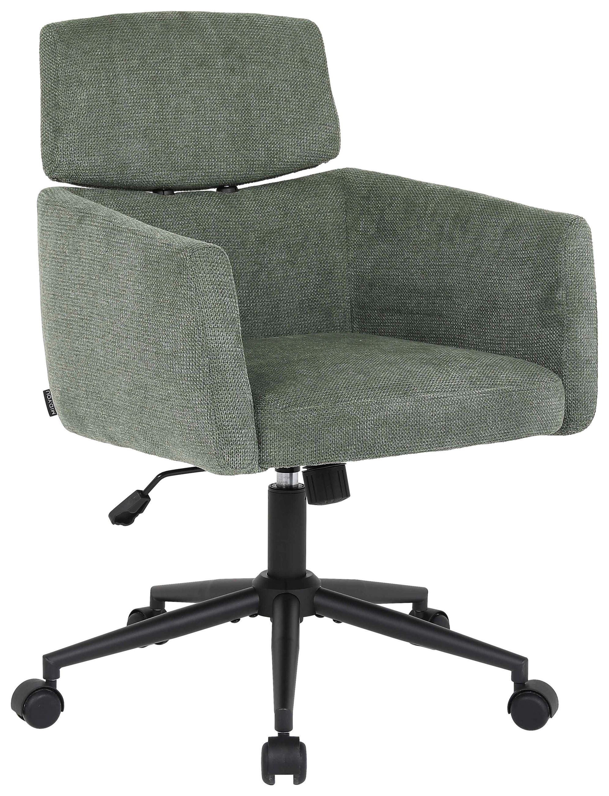 DREHSTUHL Mikrofaser Grün  - Schwarz/Grün, MODERN, Holz/Kunststoff (62/92/100/63cm) - MID.YOU