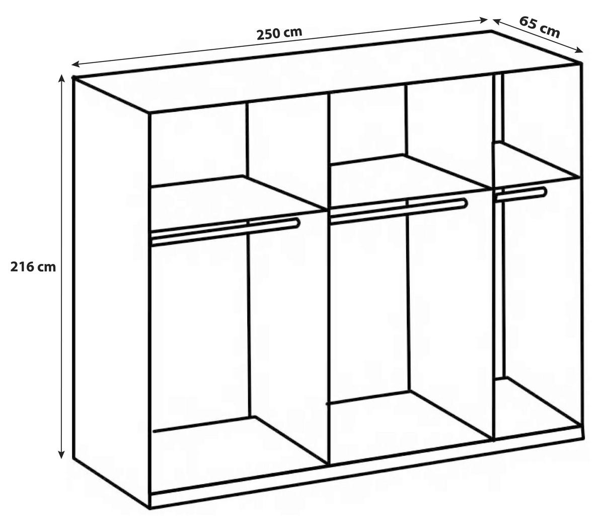 SCHWEBETÜRENSCHRANK in Eichefarben  - Chromfarben/Eichefarben, Modern, Holzwerkstoff (250/216/65cm) - MID.YOU