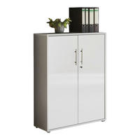 AKTENSCHRANK Grau, Weiß Hochglanz  - Weiß Hochglanz/Grau, MODERN, Holzwerkstoff (84,5/114/33cm) - MID.YOU