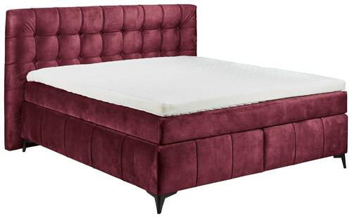 BOXSPRINGBETT 180/200 cm  in Bordeaux  - Bordeaux/Schwarz, KONVENTIONELL, Kunststoff/Textil (180/200cm) - Modante