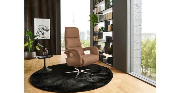 RELAXSESSEL in Leder Haselnussfarben  - Edelstahlfarben/Haselnussfarben, Design, Leder/Metall (76/119/86cm) - Dieter Knoll