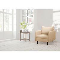 SESSEL in Samt Beige  - Beige/Schwarz, Design, Holz/Textil (74/86/100cm) - P & B