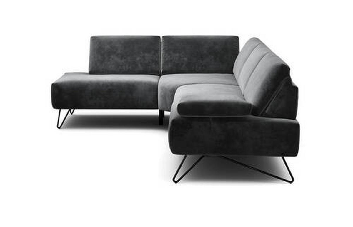 ECKSOFA Cosy Anthrazit Samt  - Anthrazit/Schwarz, Design, Textil/Metall (193/248-263cm) - SENSOO