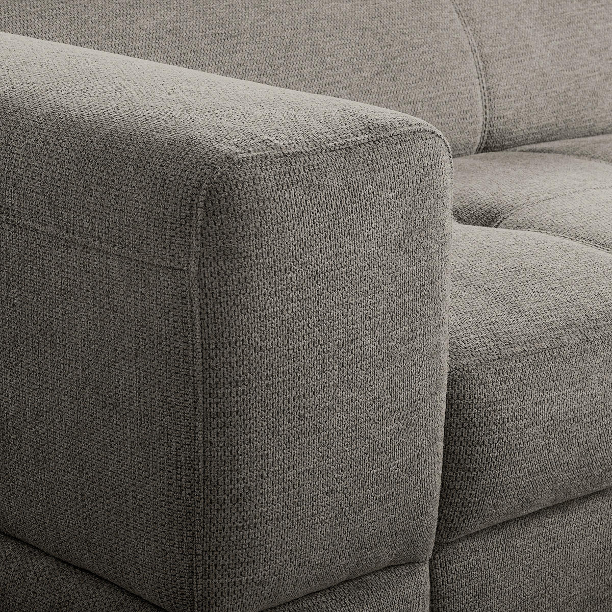ECKSOFA TORINO Graphitfarben Chenille Bettkasten, Kopfteilverstellung  - Schwarzchrom/Graphitfarben, Design, Textil/Metall (247/173cm) - Livetastic