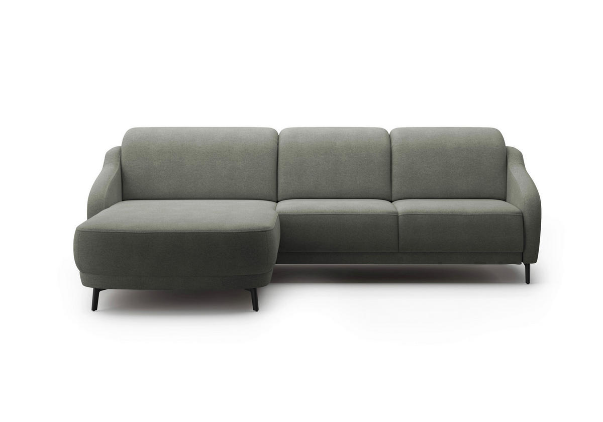 ECKSOFA BLUES V Schlammfarben Mikrofaser  - Schlammfarben/Schwarz, MODERN, Textil/Metall (191/271cm) - Sit & More