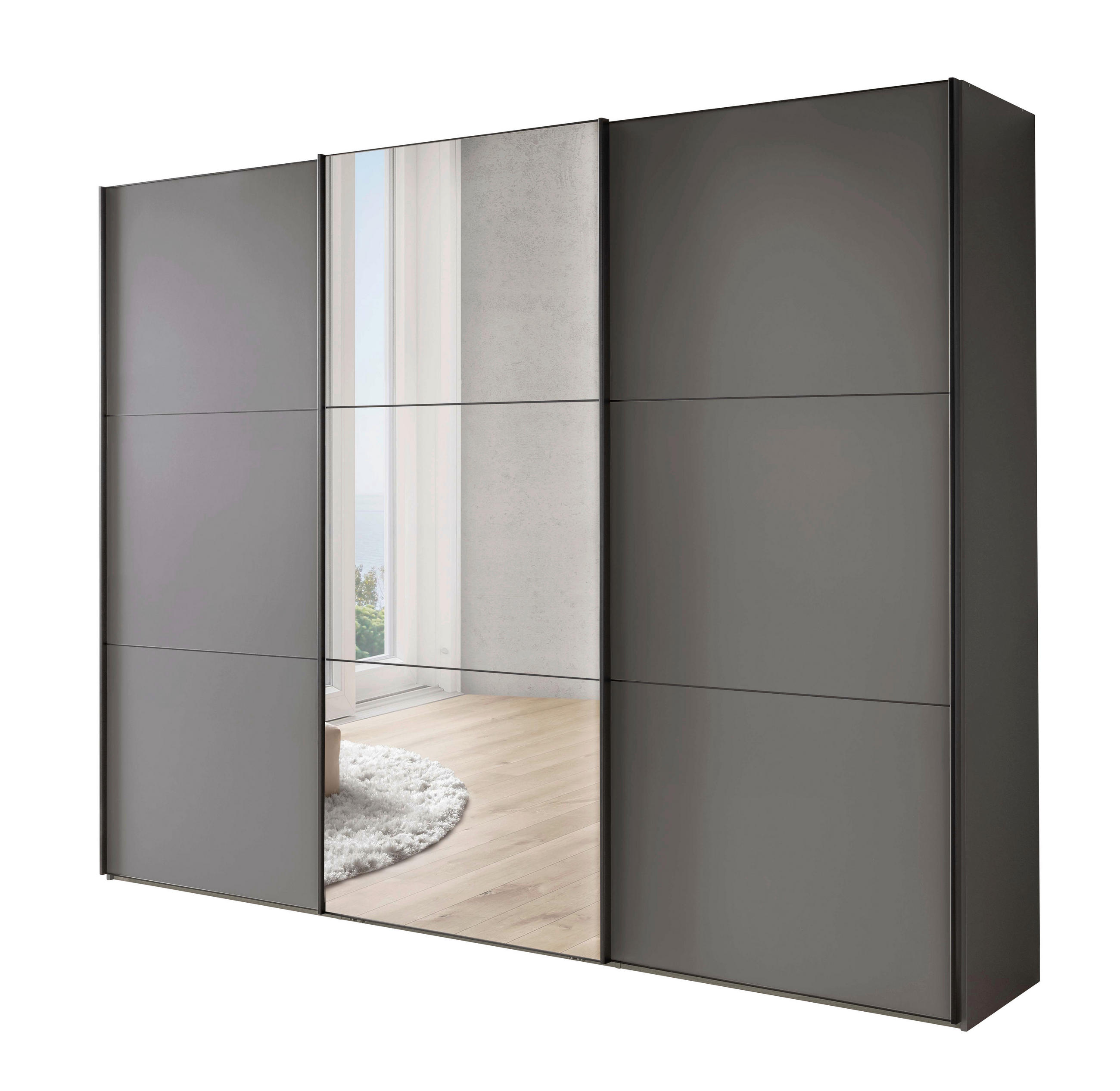 Chameo Schwebetürenschrank Lavagrau 250x217x67 cm
