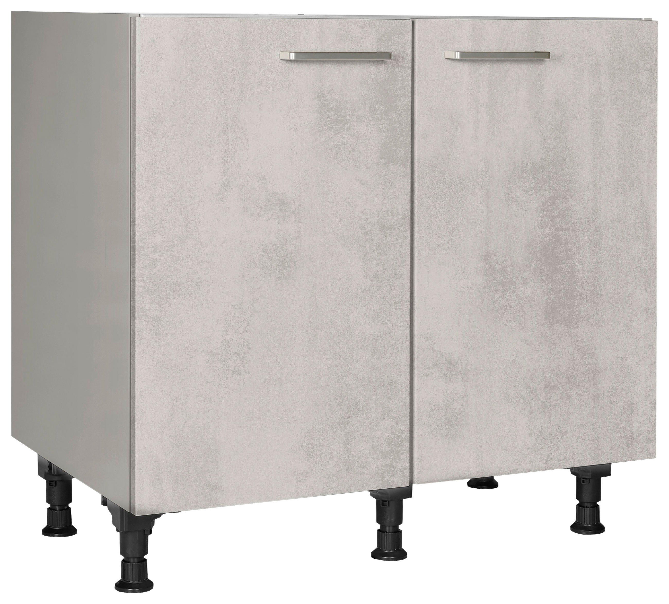 SPÜLENUNTERSCHRANK 90/87/56 cm  in Hellgrau  - Edelstahlfarben/Hellgrau, MODERN, Holzwerkstoff/Metall (90/87/56cm) - Nobilia