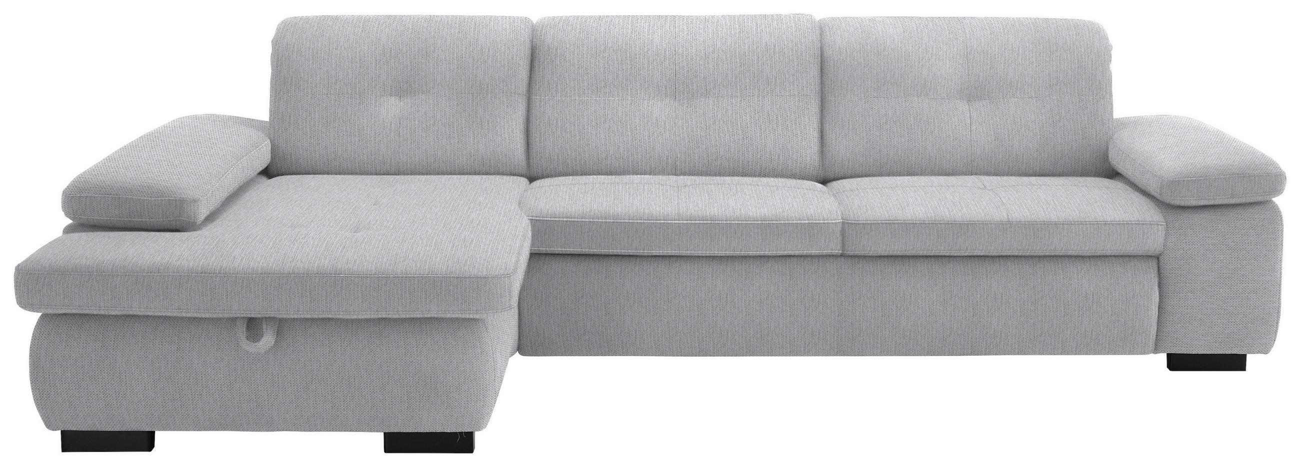 ECKSOFA in Flachgewebe Silberfarben  - Silberfarben/Schwarz, Design, Textil/Metall (174/297cm) - Beldomo Style